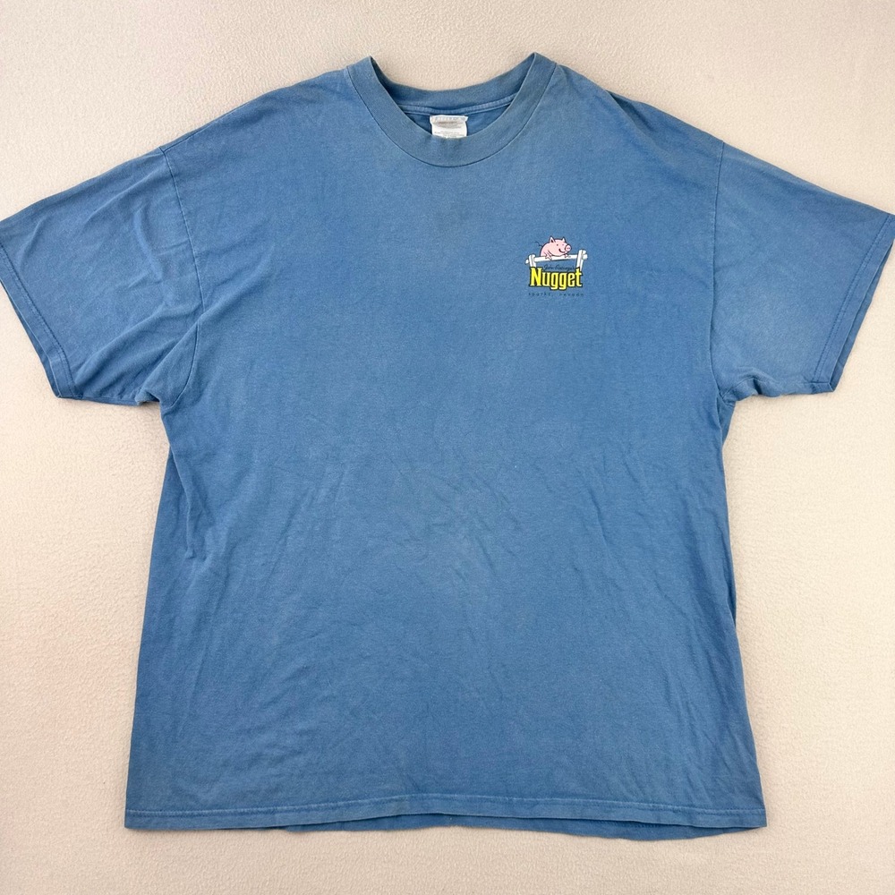 Vintage BBQ T-Shirt Adult XL Blue Faded Graphic Tee Rib Cookoff Y2K Heavy Cotton